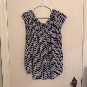 Black with blue hearts large Lauren Conrad blouse.